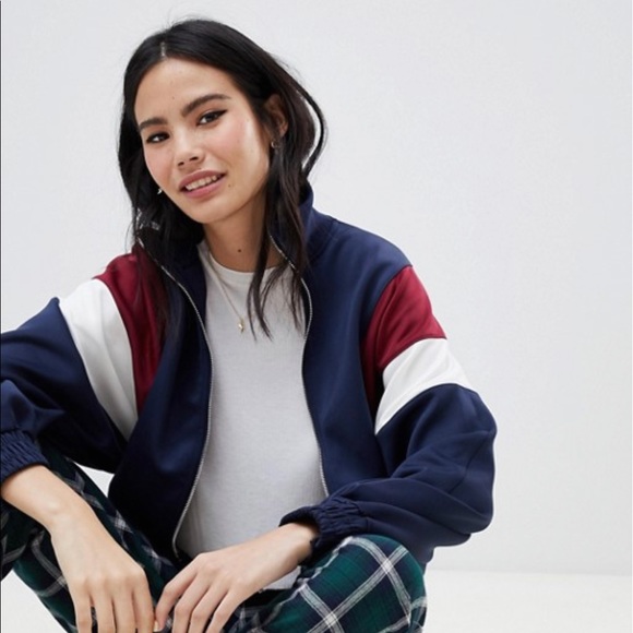 Bershka Color Block Bomber Jacket - Picture 2 of 5